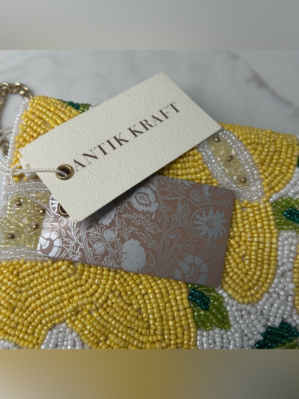 🍋 NWT Antik Kraft Beaded Lemons Handbag Clutch  Crossbody Shoulder Flap Bag 🍋 - Picture 10 of 11